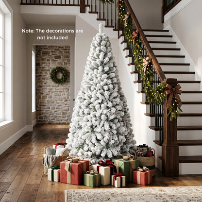 6 ft artificial snow-flocked Christmas tree with branch tips, holiday decor by Wilsons Home Store, perfect for festive Christmas decorating