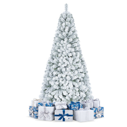 6 ft artificial snow-flocked Christmas tree with branch tips, holiday decor by Wilsons Home Store, snowy festive holiday tree