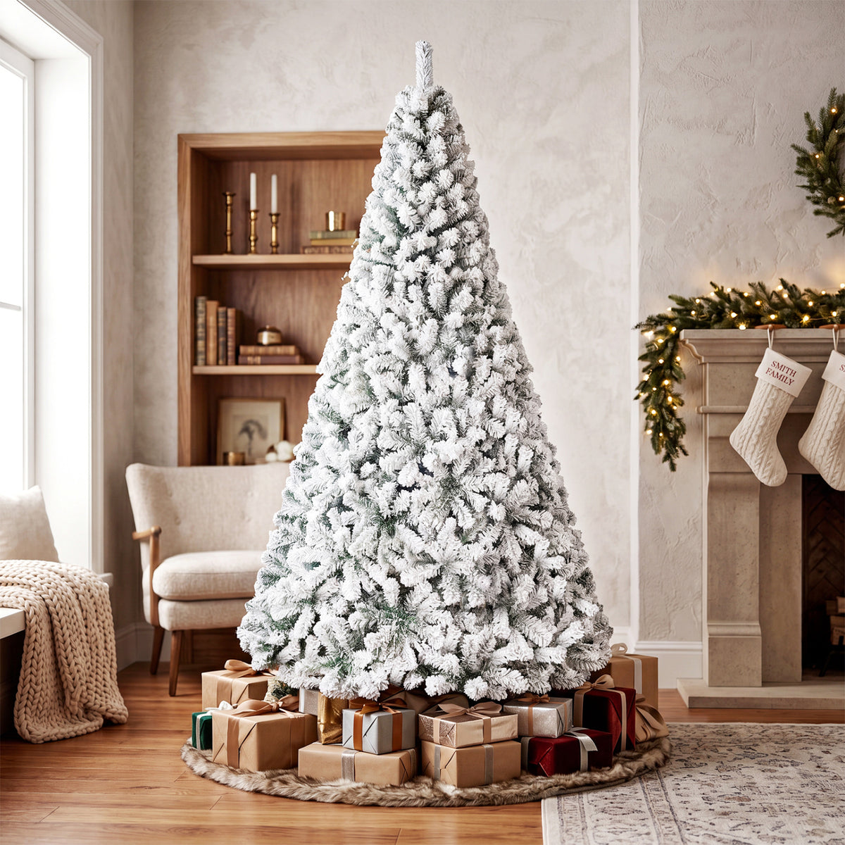 Artificial Snow-Flocked Christmas Tree with Branch Tips-M