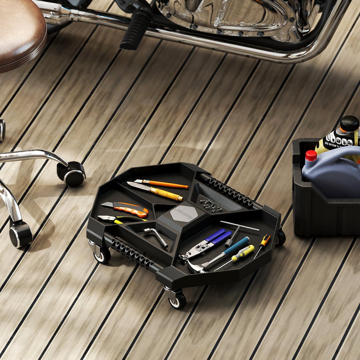 Automotive Rolling Tool Creeper with 4 Swivel Casters and 30 lbs Weight Capacity-BK