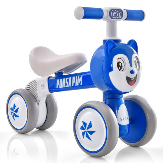 Baby Balance Bike No Pedal Lightweight Infant 4 Wheels Baby Bicycle-Blue