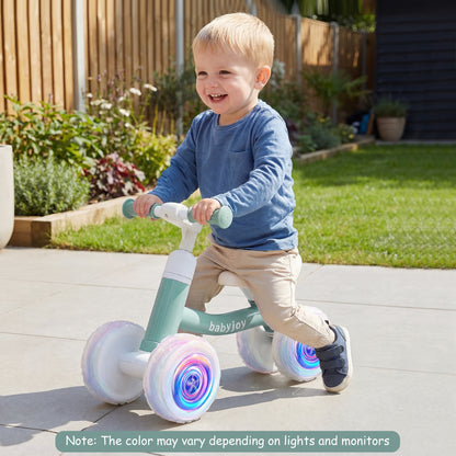 Baby Balance Bike with Adjustable Handlebar and Seat with Lighting Wheels-Blue