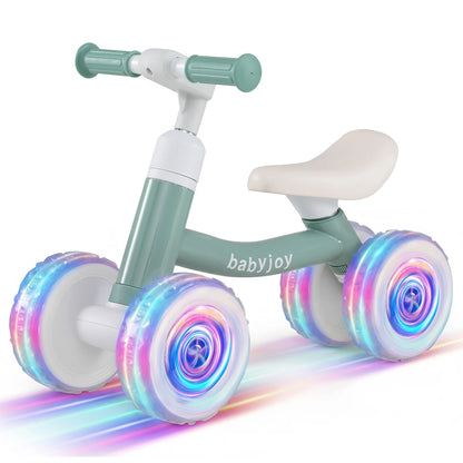 Baby Balance Bike with Adjustable Handlebar and Seat with Lighting Wheels-Blue
