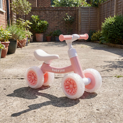 Baby Balance Bike with Adjustable Handlebar and Seat with Lighting Wheels-Blue
