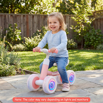 Baby Balance Bike with Adjustable Handlebar and Seat with Lighting Wheels-Blue