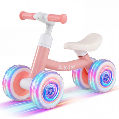 Baby Balance Bike with Adjustable Handlebar and Seat with Lighting Wheels-Blue