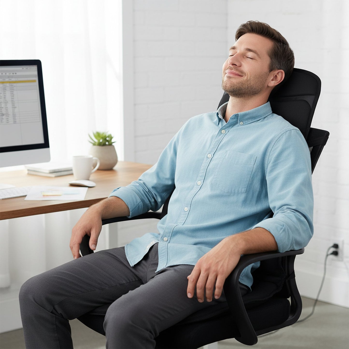 Back Massager Seat Cushion with Heat and 10 Vibration Motors for Pain Relief-Black