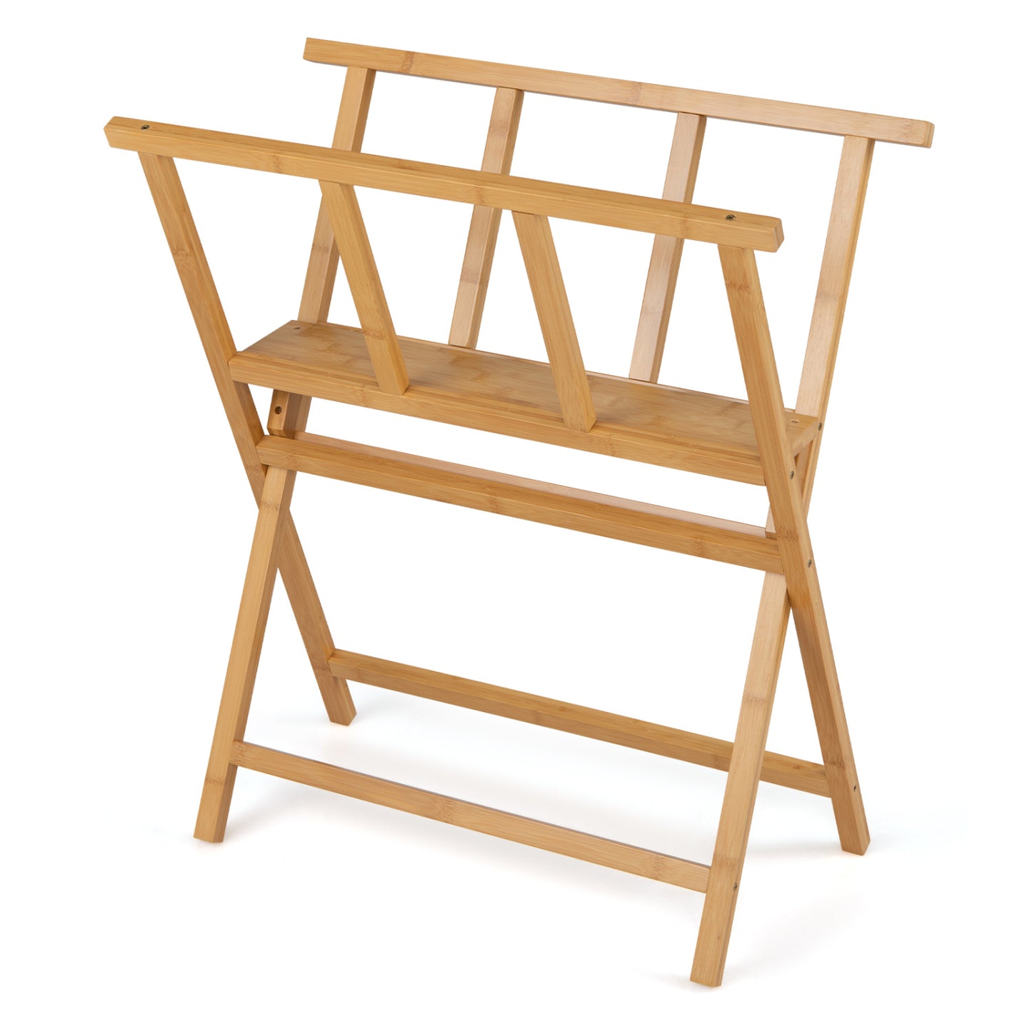 Natural bamboo art print rack for canvas storage and display, ideal for hobby and art projects, by Wilsons Home Store.
