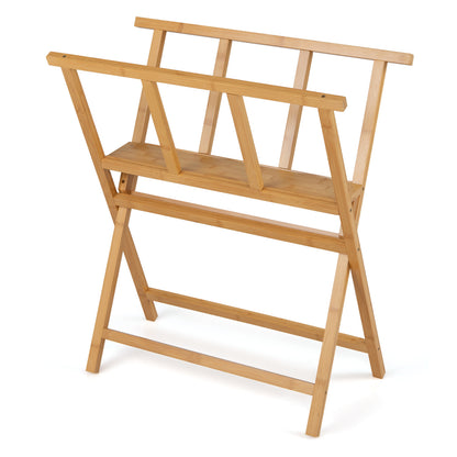 Natural bamboo art print rack for canvas storage and display, ideal for hobby and art projects, by Wilsons Home Store.