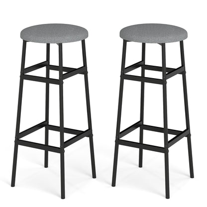 Bar Stools Set of 2 with Sturdy Metal Frame and Footrest-Gray