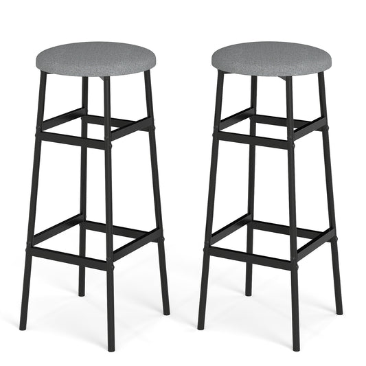 Bar Stools Set of 2 with Sturdy Metal Frame and Footrest-Gray