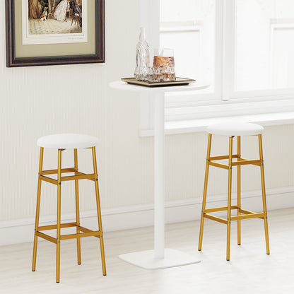 Bar Stools Set of 2 with Sturdy Metal Frame and Footrest-Gray