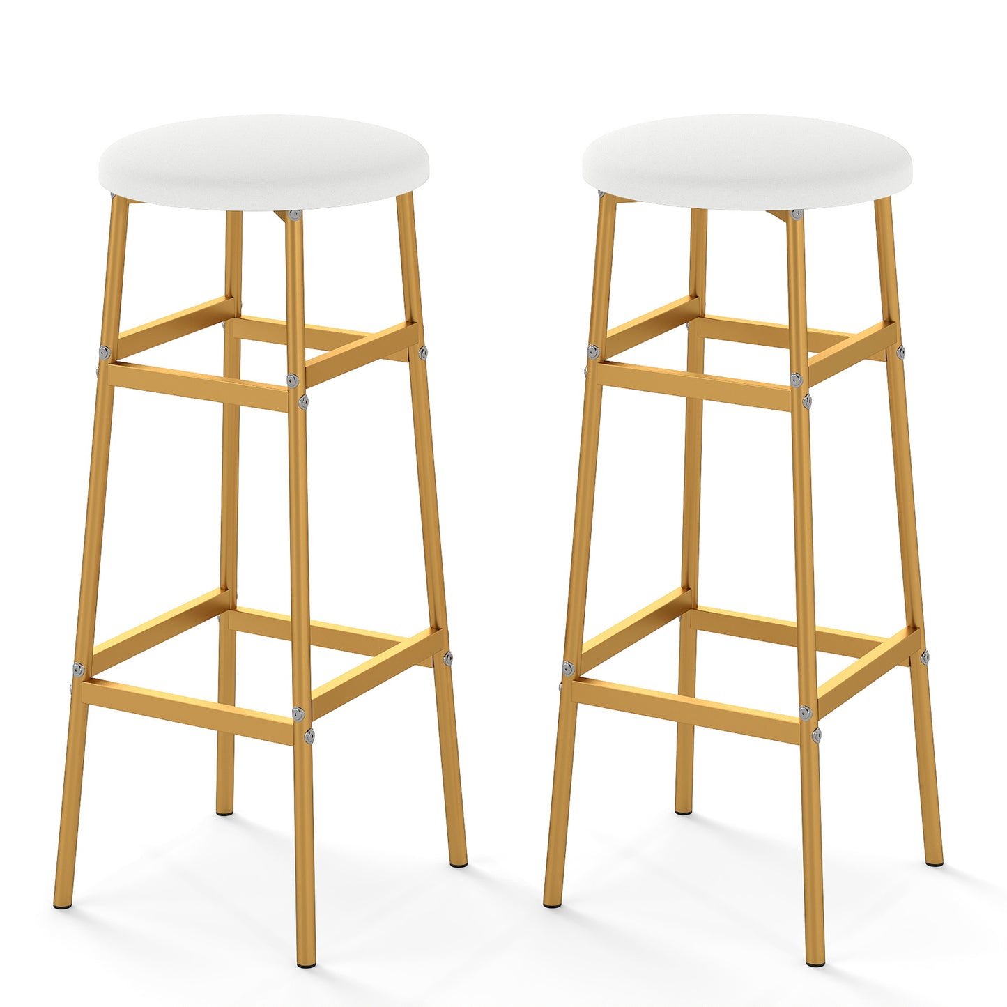 Bar Stools Set of 2 with Sturdy Metal Frame and Footrest-Gray