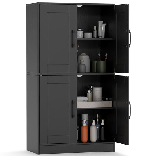 Bathroom Cabinet 43.5 inch Storage Cabinet with Doors and Adjustable Shelves-Black