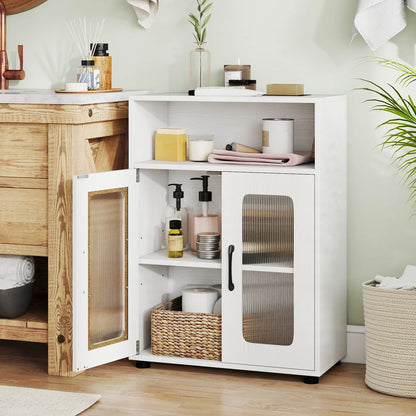 Bathroom Cabinet Freestanding Cabinet with 2 Doors and 3-Level Adjustable Shelf-Natural