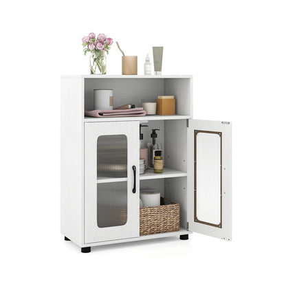 Bathroom Cabinet Freestanding Cabinet with 2 Doors and 3-Level Adjustable Shelf-Natural