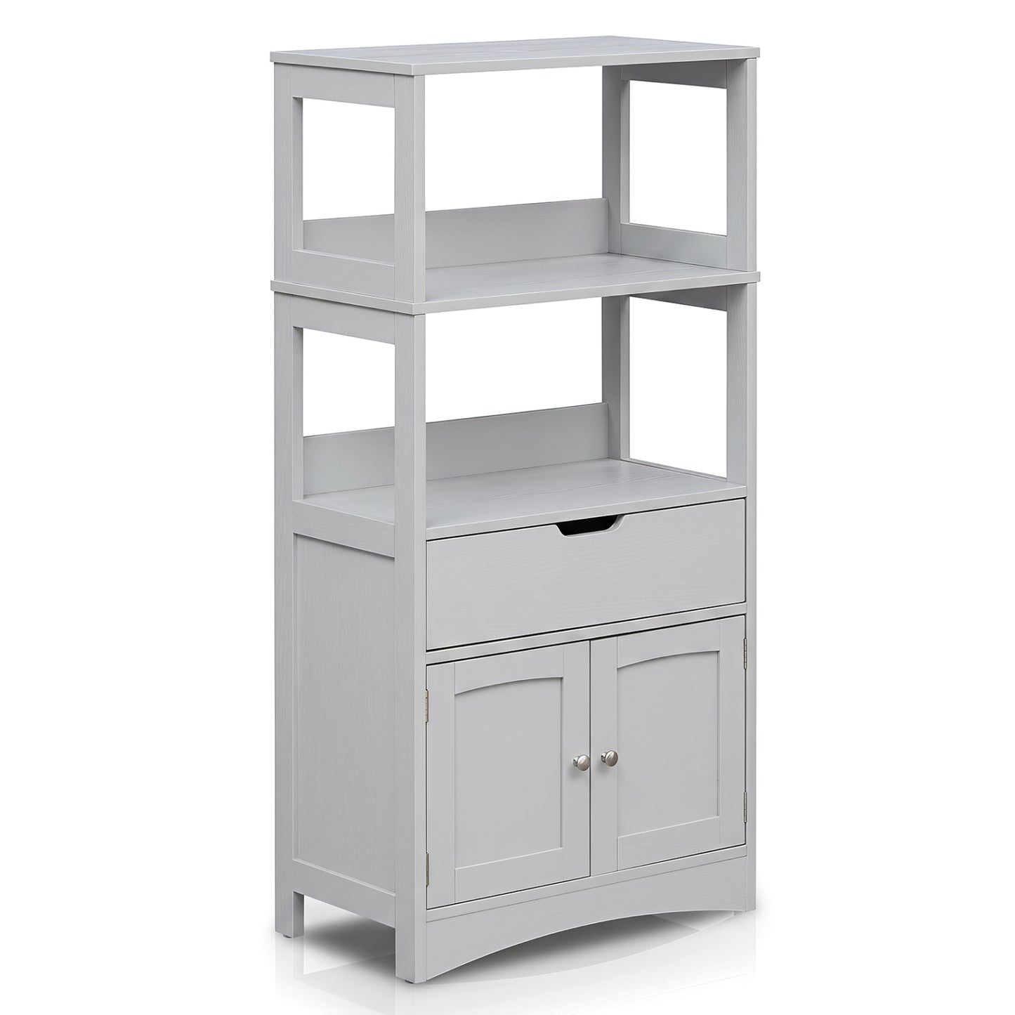 Bathroom Storage Cabinet with Open Shelves and Drawer-Black