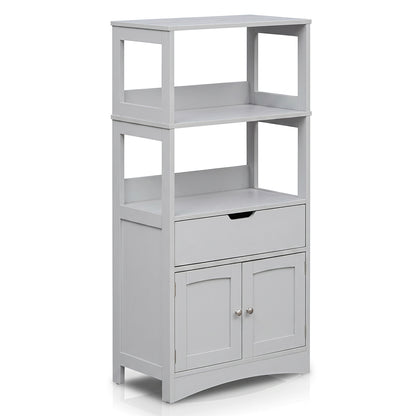 Bathroom Storage Cabinet with Open Shelves and Drawer-Black