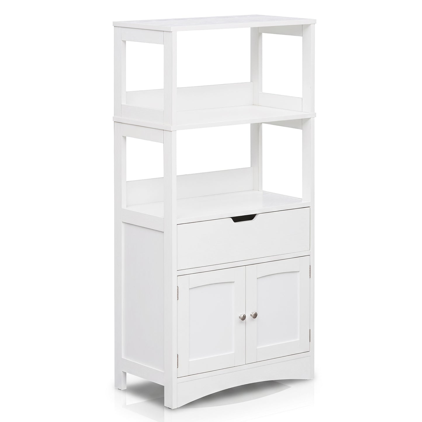 Bathroom Storage Cabinet with Open Shelves and Drawer-Black