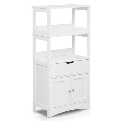 Bathroom Storage Cabinet with Open Shelves and Drawer-Black