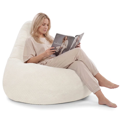 Bean Bag Chair for Adults Accent Lazy Sofa with Skin-friendly Corduroy Cover and Soft Sponge Filling-Blue