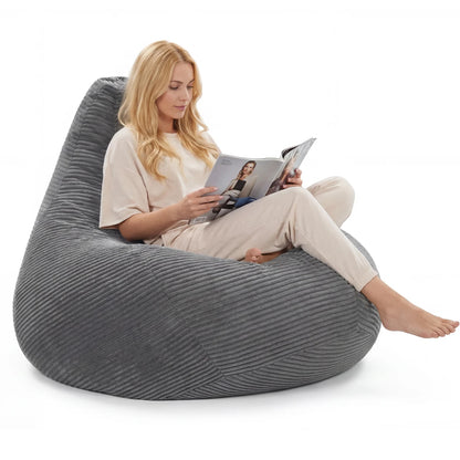 Bean Bag Chair for Adults Accent Lazy Sofa with Skin-friendly Corduroy Cover and Soft Sponge Filling-Blue