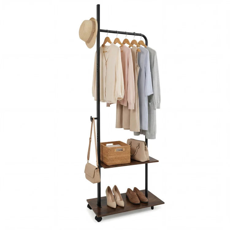 Bedroom set with freestanding 3-tier clothes rack and dresser storage tower, made by Direct by Wilsons Home Store.