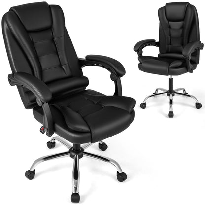 Black big high back executive office chair with linkage armrests and leather padded seat from Wilsons Home Store