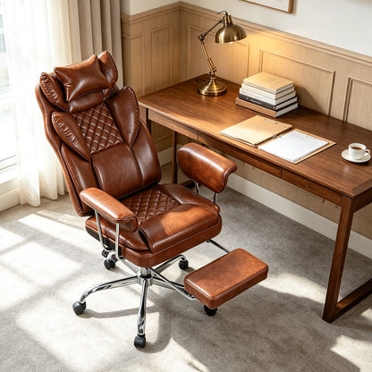 Big and Tall Executive Office Chair with Lumbar Support and Adjustable Seat-Black