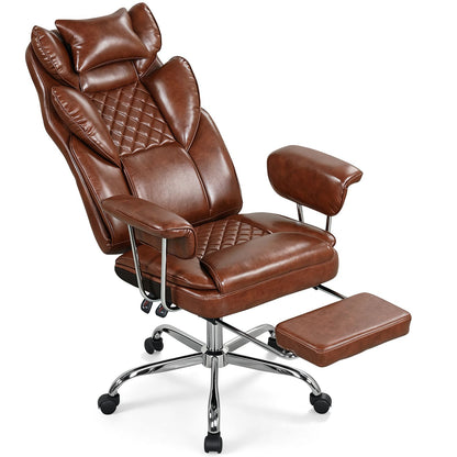 Big and Tall Executive Office Chair with Lumbar Support and Adjustable Seat-Black