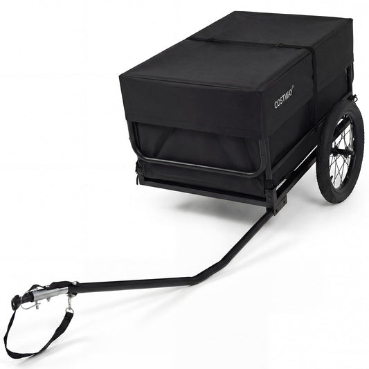 Bike Cargo Trailer with Bag and Cover Heavy-Duty Bicycle Wagon Cart-Black