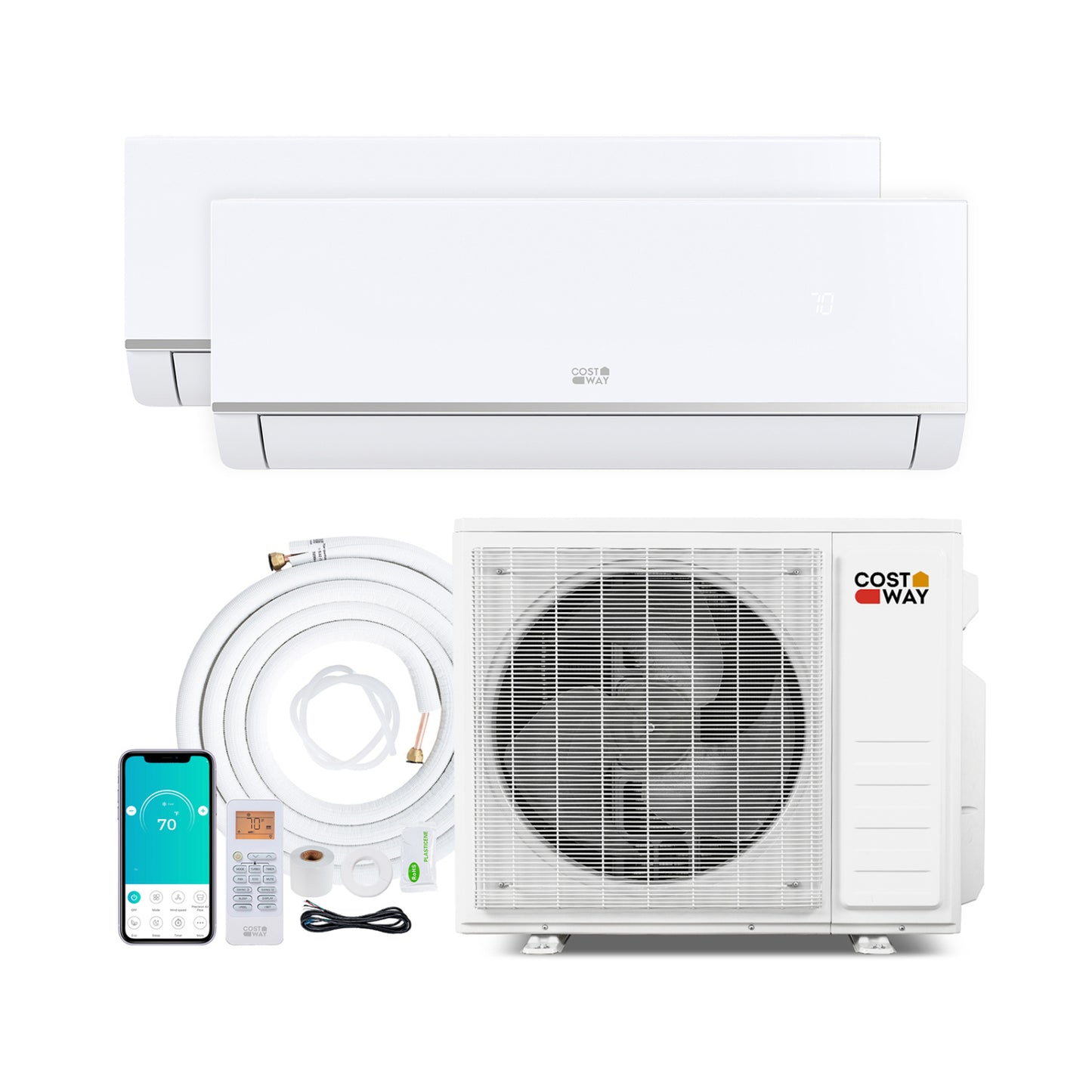 Blast Pro 28000 BTU 2 Zone 23 SEER2 Mini Split AC with Heat Pump-12K + 12K