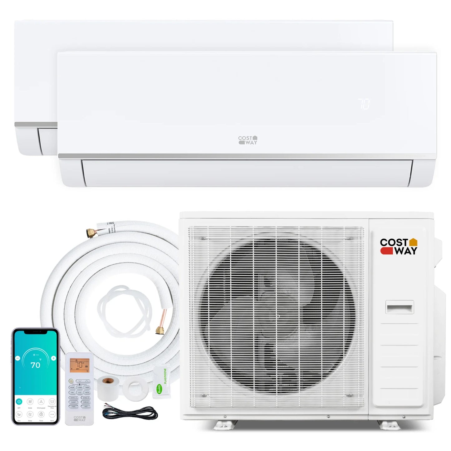 Blast Pro 38000 BTU 2 Zone 20 SEER2 Mini Split AC with Heat Pump-18K + 24K