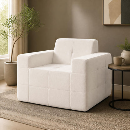 Boneless Single Sofa Chair Cloud Sofa with Terry Cloth Upholstery-Beige
