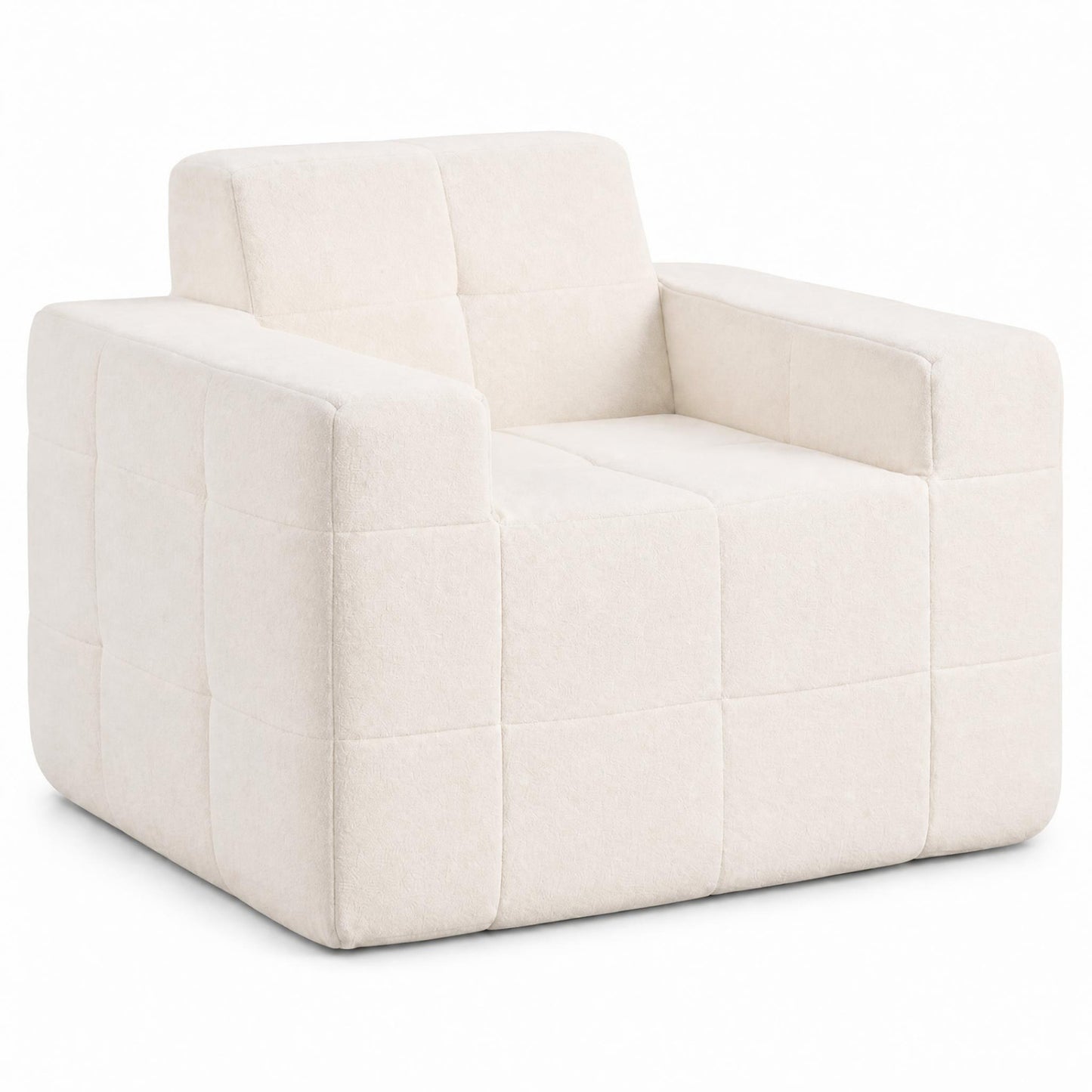 Boneless Single Sofa Chair Cloud Sofa with Terry Cloth Upholstery-Beige