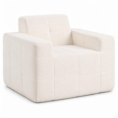 Boneless Single Sofa Chair Cloud Sofa with Terry Cloth Upholstery-Beige