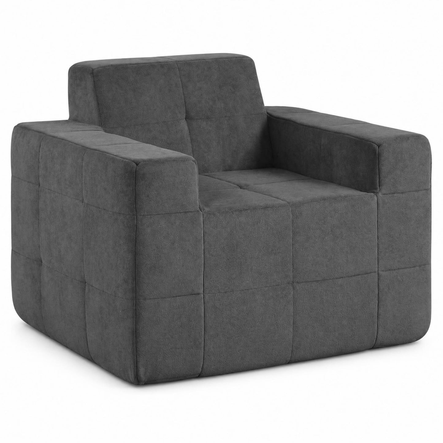Boneless Single Sofa Chair Cloud Sofa with Terry Cloth Upholstery-Beige
