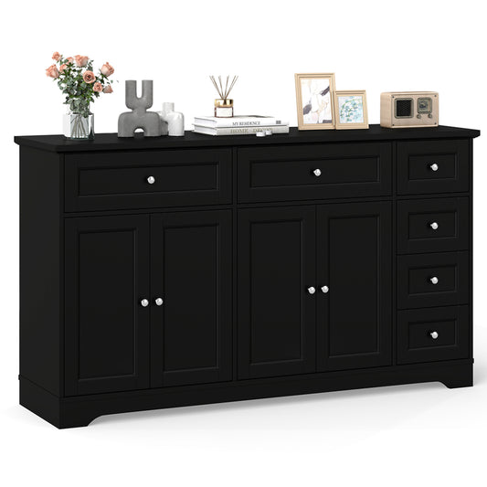 Buffet Sideboard 59" Modern Coffee Bar Station Console Table-Black