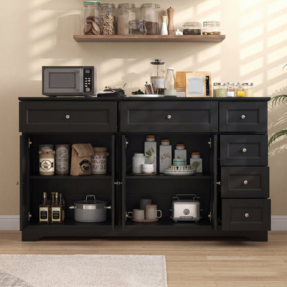 Buffet Sideboard 59" Modern Coffee Bar Station Console Table-Black