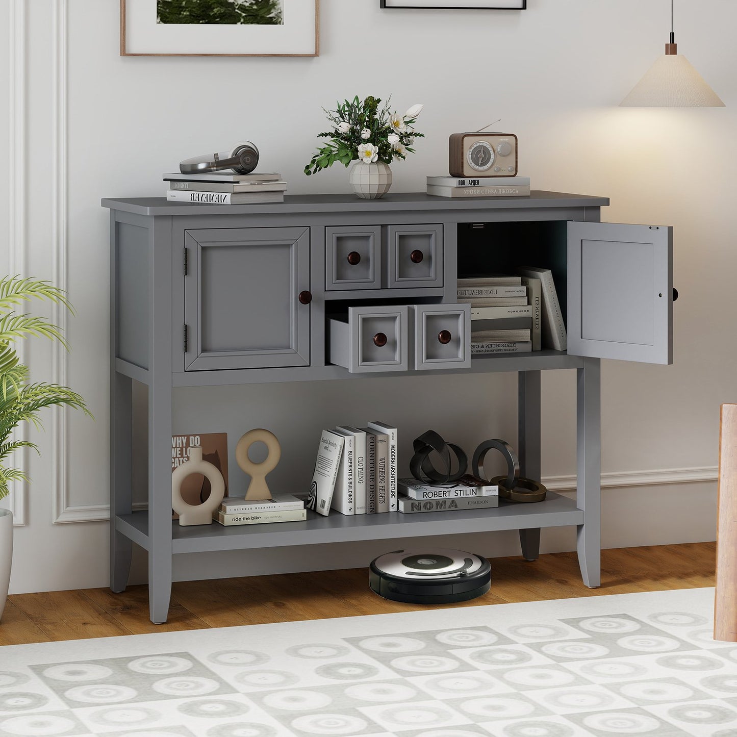 Buffet Sideboard Cabinet with 2 Doors and 2 Drawers-Blue