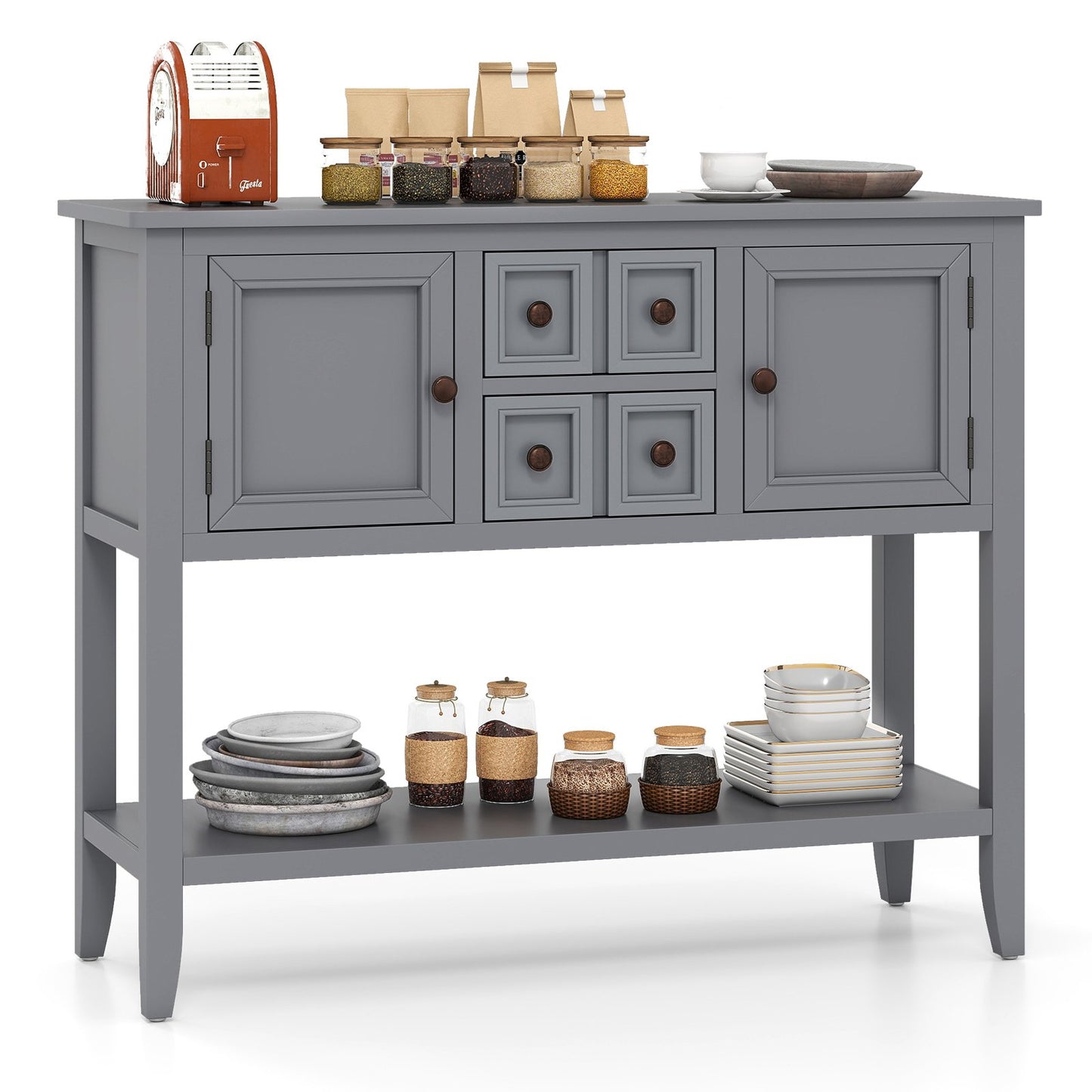 Buffet Sideboard Cabinet with 2 Doors and 2 Drawers-Blue