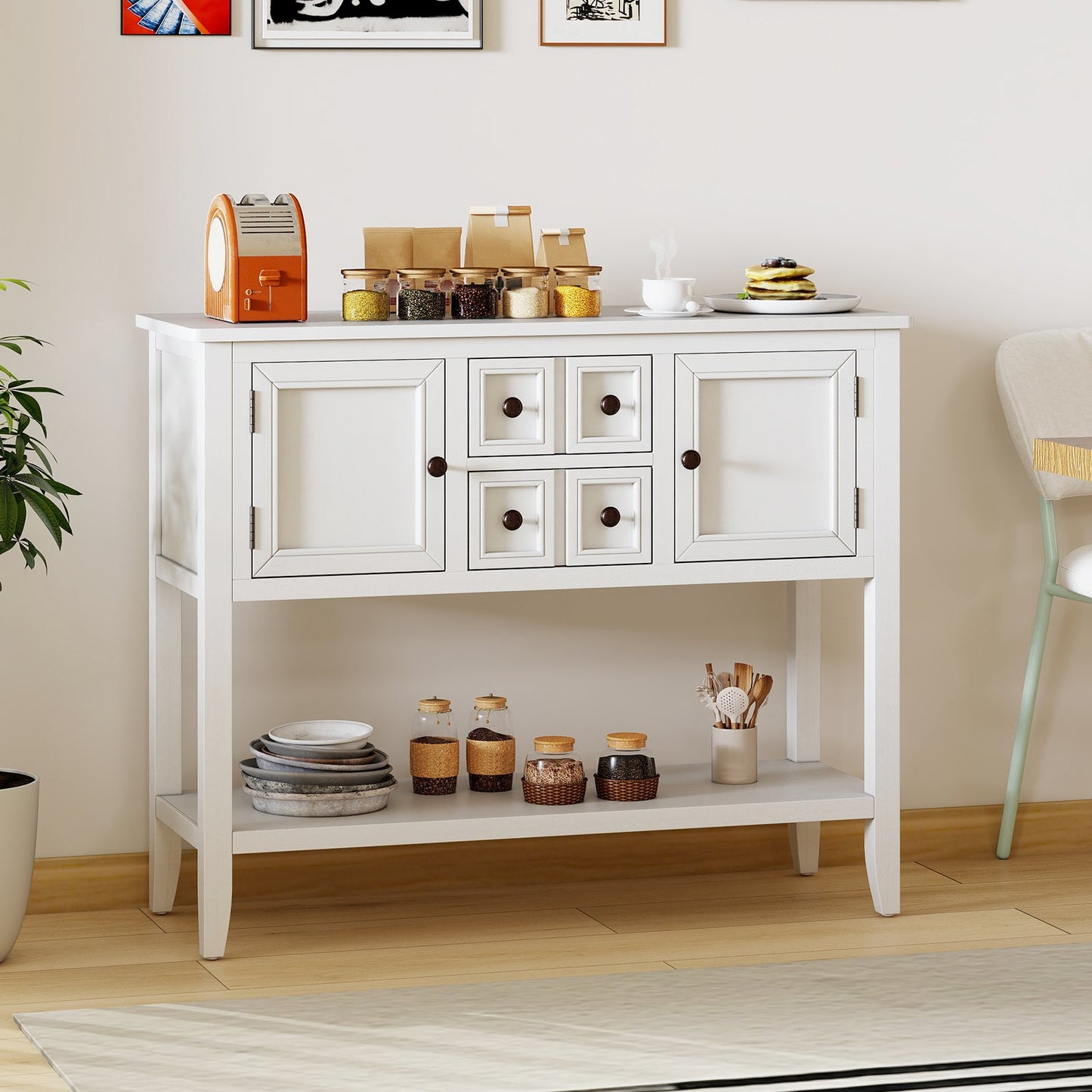 Buffet Sideboard Cabinet with 2 Doors and 2 Drawers-Blue