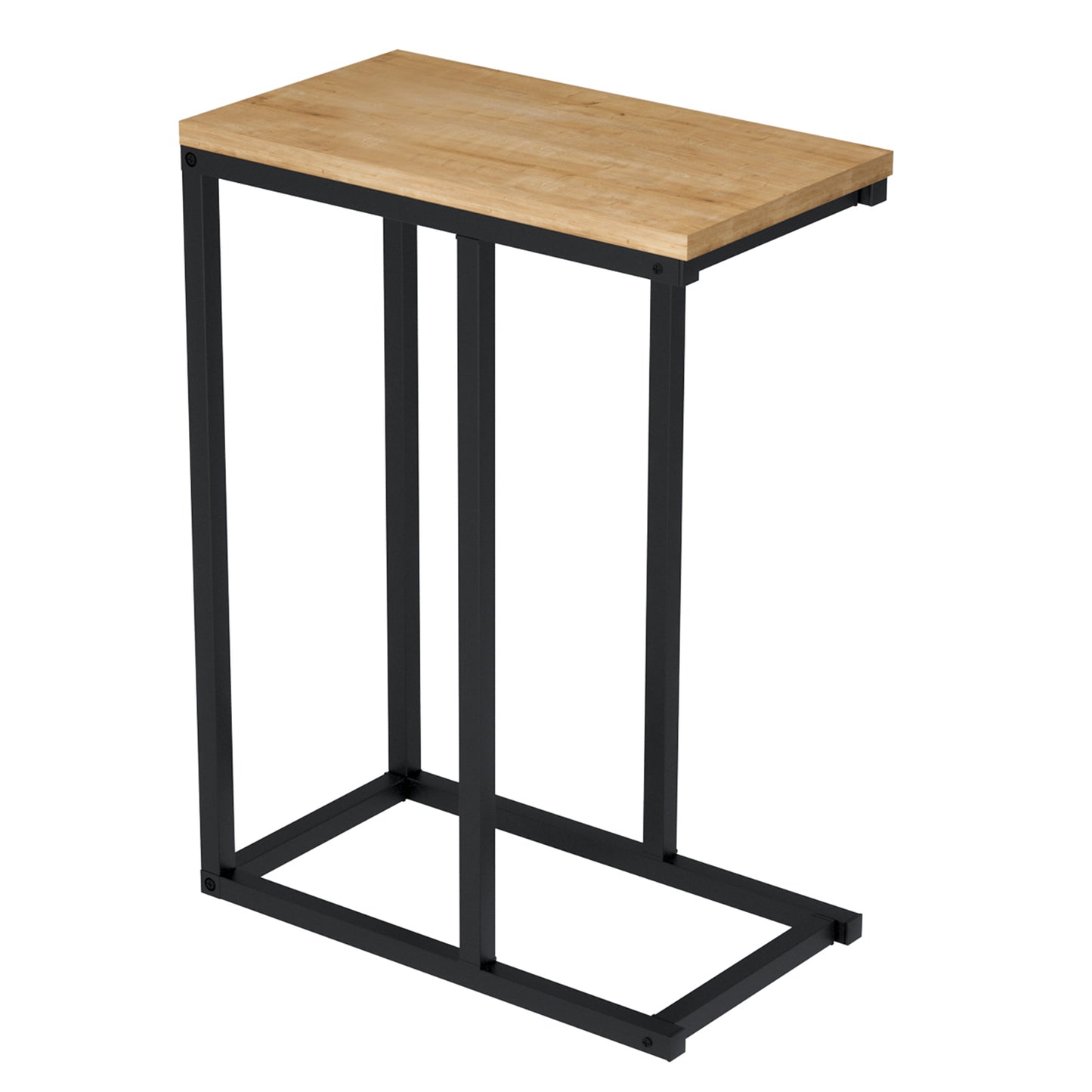 C-Shaped End Table Small Side Table with Sturdy Metal Frame-Natural