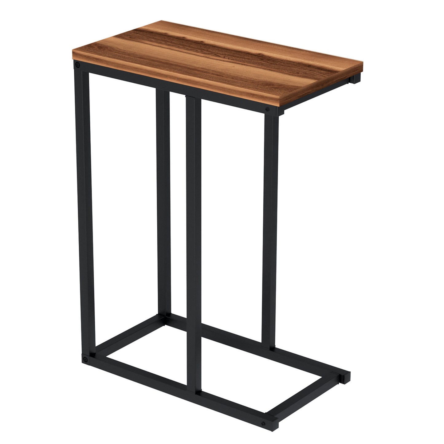 C-Shaped End Table Small Side Table with Sturdy Metal Frame-Natural
