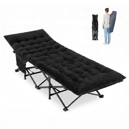 Camping Cot for Adults with Soft Padded Mat and Carrying Bag-Black