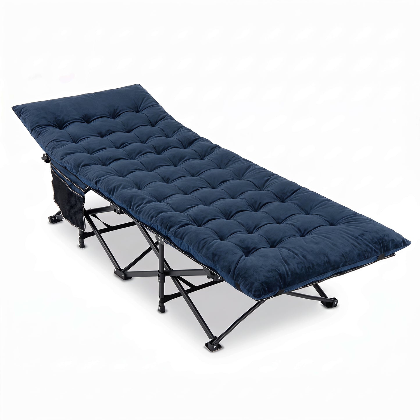 Camping Cot for Adults with Soft Padded Mat and Carrying Bag-Black