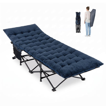 Camping Cot for Adults with Soft Padded Mat and Carrying Bag-Black