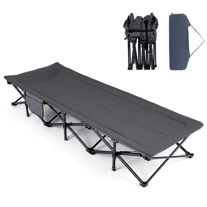 Camping Cot with  Padded Pillow and Storage Pouch for Camping Travel-Gray