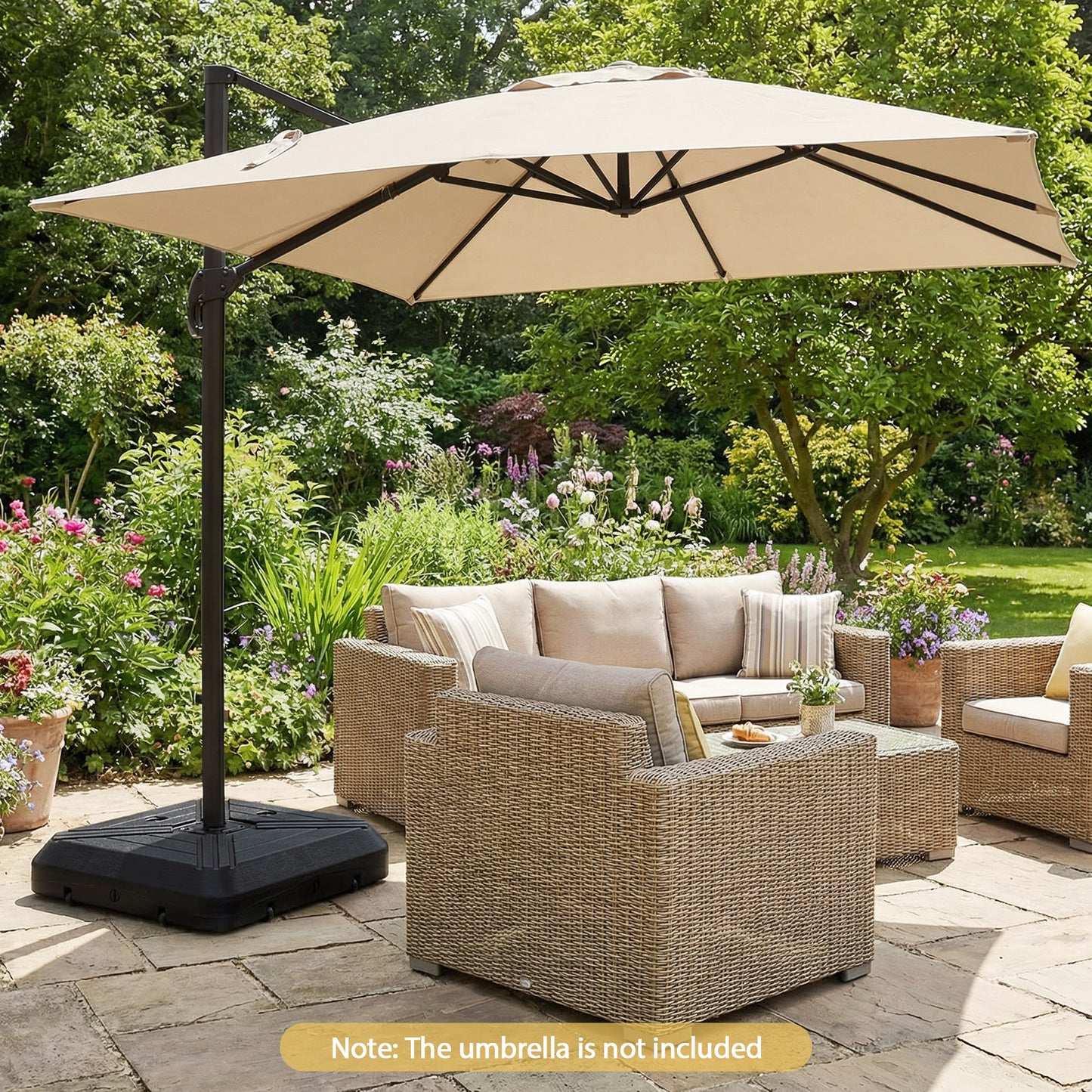 Cantilever Offset Umbrella Base with Wheels for Backyard Poolside