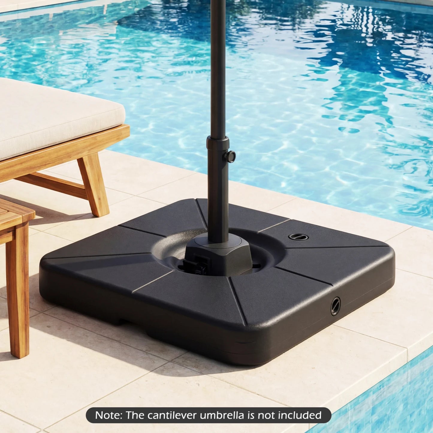 Cantilever Patio Umbrella Base 220 LBS Water and Sand Fillable Weighted Stand-Black